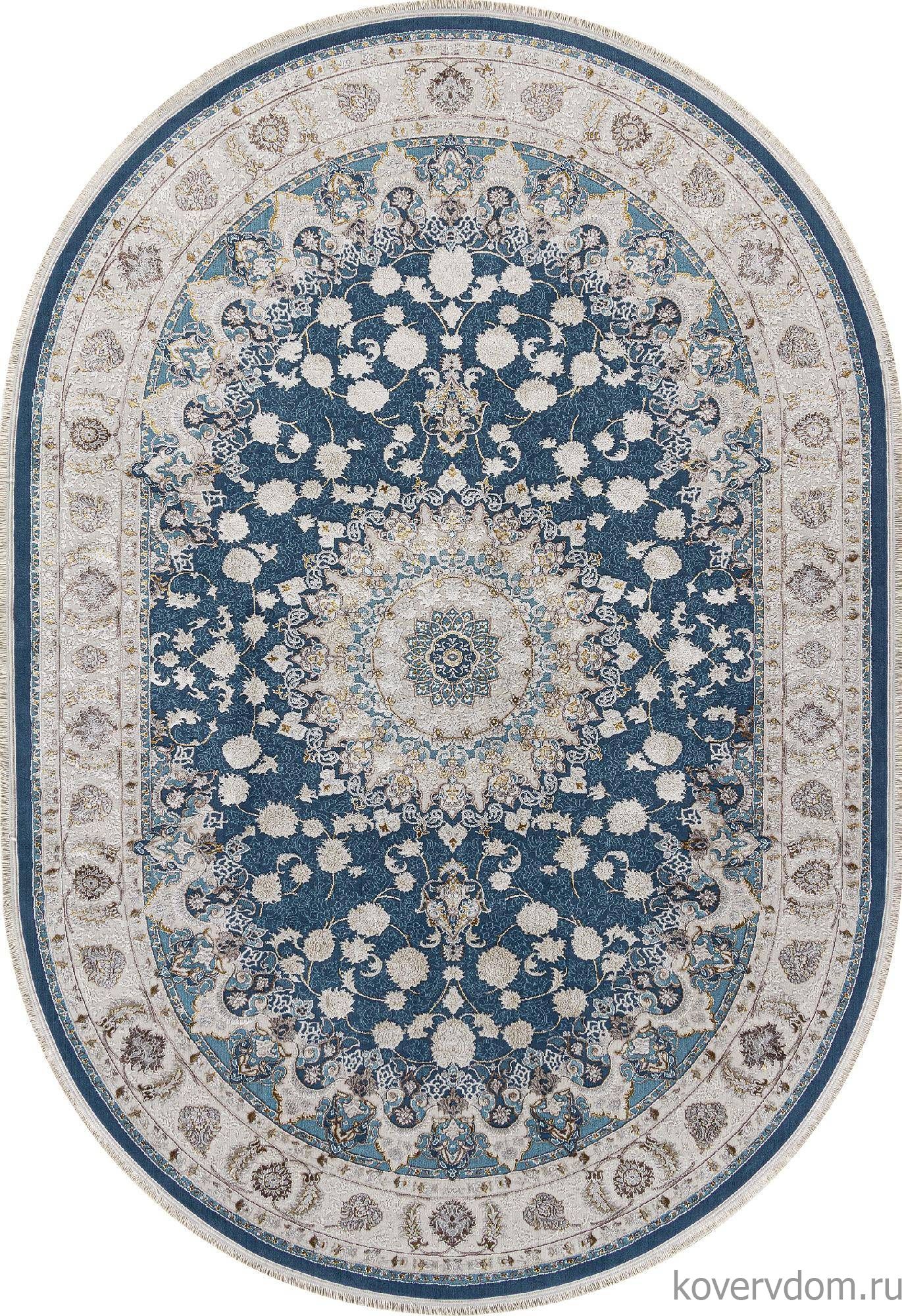 Ковер ZARINA A050B D.BLUE SHIRINK / CREAM Овал
